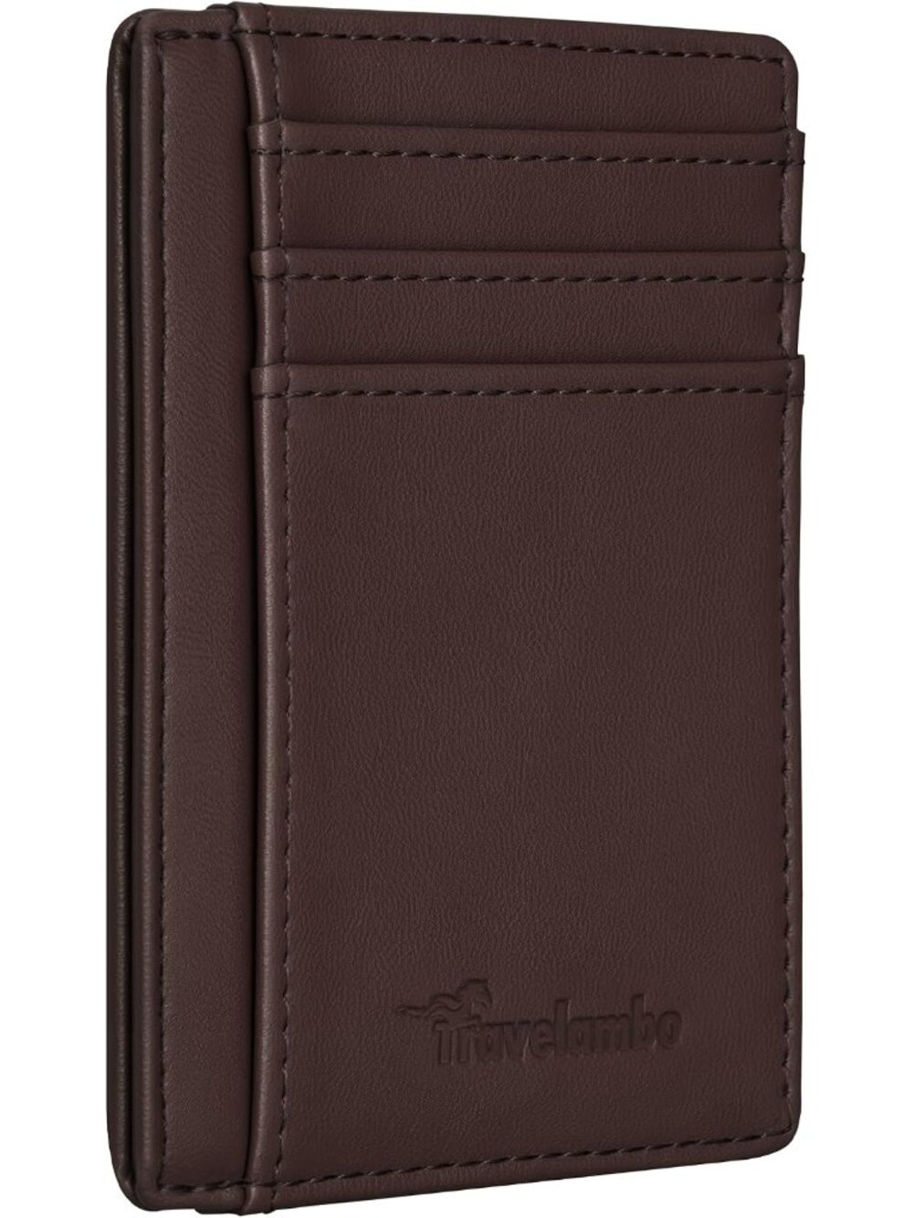 Men Reddish Brown Minimalist Leather RFID Blocking Size Front Pocket Slim Wallet